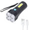 Lampes de Poche LED Rechargeables Par USB, Lampe de Poche Portable, Affichage de La Quantité Électrique de 4 Niveaux, 4 Modes D'éclairage, Projecteur Multifonctionnel pour Le Camping, Les Urgences