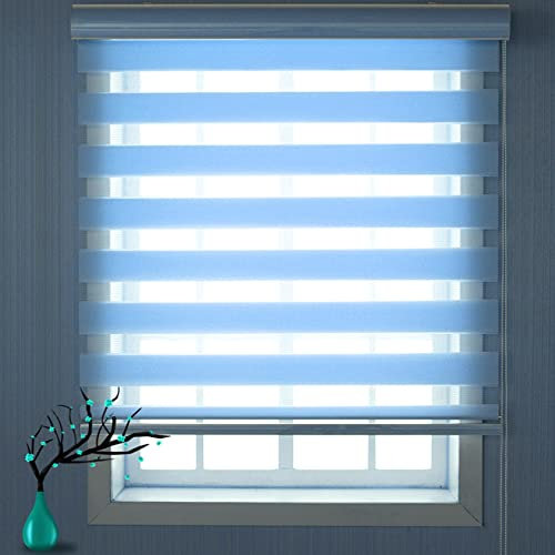 Seitenzugrollo Verdunklungsrollo 115x260cm Doppelrollo verdunkelnd Wandmontage Thermorollo Hitzeschutzrollo Doppelrollo Fensterrollo für Fenster/Türen Zebrarollo, Blau