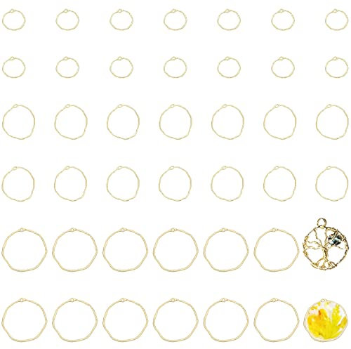 CHGCRAFT 42 Stück 3 Stile Offene Lünette Anhänger Ovale hohle Rahmen Harz Charme Rahmen Legierung Epoxy Harz Charms für DIY UV Harz Halskette Ohrring Schmuck machen, Gold 21.5mm 42.5mm
