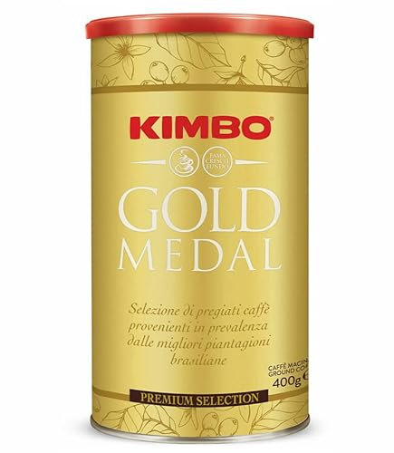 Kimbo Gold Medal, Caffe Macinato in Latta Richiudibile con Tappo 400gr - Formato Restyling 2023 [1 Lattina]