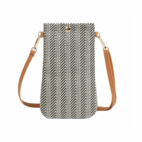 Siyecioa Handytasche Zum Umhängen Damen, Umhängetasche Damen Klein, Strohtaschen für Frauen Crossbody Strand Tasche, Fashion Handy Schultertasche mit Langem Gurt für Damen Mädchen (Schwarz-4)