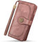 TEUEN Geldbörse für Damen, großes Fassungsvermögen, RFID-Blockierung mit Checkier, Ausweis, Kartenfächer, Organizer mit Reißverschluss für Münzen, Geschenk für Damen, Vintage Rosa, 19.5 * 11 * 4.5cm,