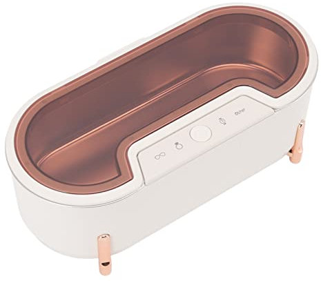 Fdit Pulitore per Gioielli Ad Ultrasuoni Rondella per Orologio Portatile 40Khz Occhiali Protesi per Uso Domestico Sterilizzazione Ad Ultrasuoni Trasparente Congo Red (Spina UE)