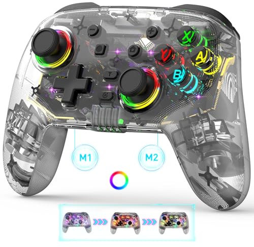 Joso Wireless Controller für PC/Switch/PS4/PS3, Smartphone Controller für iPhone/Android Unterstützt Streaming auf PS/Xbox/PC-Konsole mit Rückentaste/Turbo/6-Achsen Gyro/Doppelmotoren