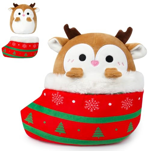 MUFEIRUO Weihnachten Plüschtiere Rentier-8.5 IN Rentier Plüsch Kuscheltiere,Elch Plüschtier Stofftier Plüschpuppe,Weihnachten Plüschkissen für Kinder Mädchen Jungen,Geschenk für Weihnachten