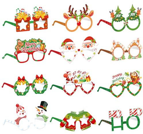 Konsait Weihnachtsgläser, 24 Stück, Gastgeschenke für Weihnachtsfeiern, Grün, Rot
