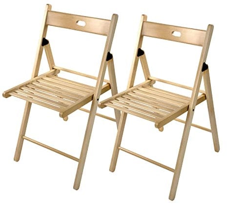 DeTec 2 x Holzklappstuhl Klappstuhl Gartenstuhl Gartenmöbel Bistrostuhl Garten Stuhl - Buche - Rustikal - Outdoor - Klappbar - 2 Stück - Max. Belastbarkeit 100 kg