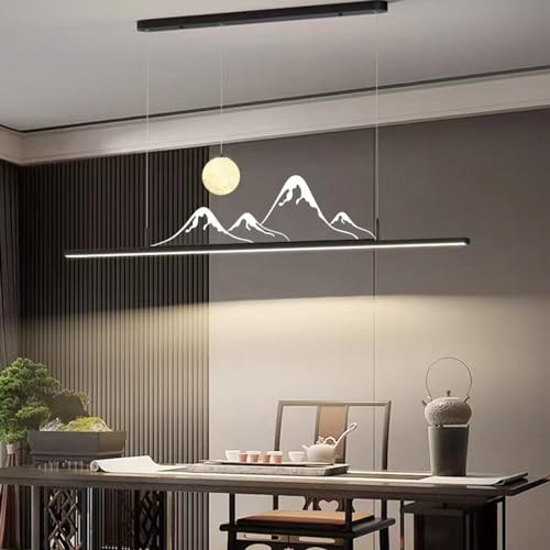 Moderne LED pendelleuchte Esstisch, kreativ LED Esszimmer hängelampe Dimmbar mit Fernbedienung Küchen Hängend Leuchte Modern Kronleuchter für Teetisch Couchtisch Deko Deckenlampe (Schwarz, L120cm)