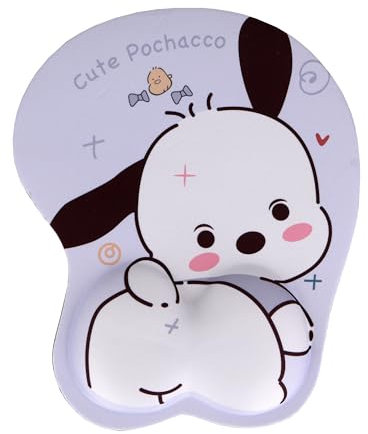Roffatide Anime Pochacco Mauspad Ergonomisches Mauspad mit Handgelenkstütze Cartoon Cute Rest Office Mousepad Anti-Rutsch-PU-Basis Gamepad Matte Gummifuß für Laptop Computer D
