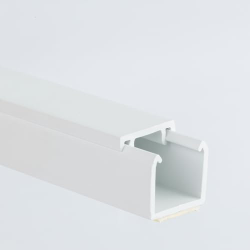 1M White Electrical Cable Hider Trunking Self Adhesive PVC Wire Conduit Plastic Cover - Mini Trunk Cable Management to Hide Single Cables TMW Profiles (25 mm x 24 mm)