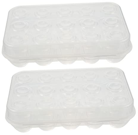 GLEAVI Caja Para Transportar Huevos Bandejas Para Huevos Para Refrigerador 2 Hueveras Con Tapa