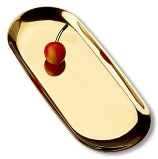Dekotablett Goldene Ovale Gold Tablett Dessertschale Serviertablett Kleines Schmuckständer Dekoration Schmuckplatte Edelstahl Tablett Oval Dekoteller für Küche, Schminktisch Deko