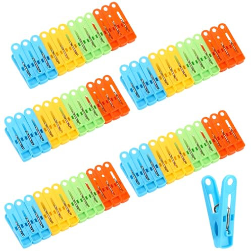 Auauraintt 60 pezzi Mollette da bucato, mollette in 4 colori, mollette antiscivolo per stendibiancheria o stendino, asciugamano, vestiti, calzini