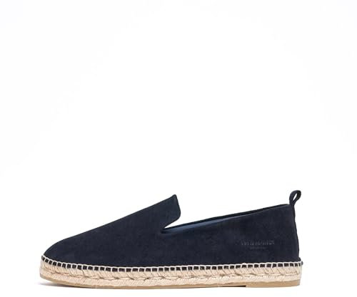 FRED MARTIN COLLECTION Espadrillas in camoscio con suola in juta e fodera in pelle da uomo, blu navy scamosciato, 42 EU