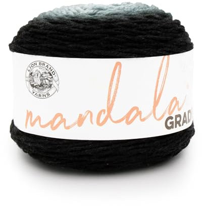 Lion Brand Yarn Mandala-Farbverlauf, mehrfarbiges Garn zum Stricken, Häkeln und Basteln, Schwarz, 1 Packung