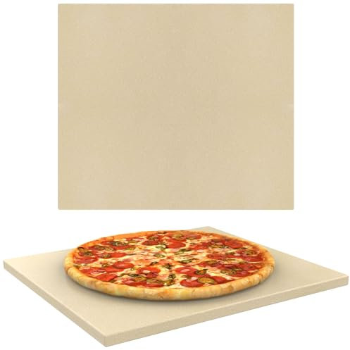 40,6 cm Pizzastein Cordierit Smoker Pizzastein für Ofen und BBQ Grillen, Universal Groß Rechteck Pizzastein für Gasgrill, Backofenstein zum Backen von Brot Pizzas, Langlebiger Cordierit Kochstein