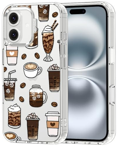 MOSNOVO Hülle für iPhone 16 Plus – Durchsichtige, schlanke, stoßfeste TPU+PC-Handyhülle, [6,6 Fuß Fallschutz/Anti-Abziehen] - Kaffee