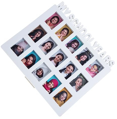 MUSISALY Grade Record Bilderrahmen Fotorahmen Für Schultage Fotocollage Schulzeit Bildmatte Für Schuljahre 8 x 12 Bilderrahmen Collage-rahmen Für Schuljahre Collagenbilder Plastik Weiß