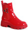 topschuhe24 3110 Damen Plateau Stiefeletten Lack Chelsea Boots, Farbe:Rot, Größe:38 EU
