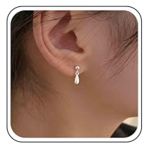 Aneneiceera Vintage Winzige Tropfen Ohrringe Silber Wassertropfen Ohrringe Kleine Tropfen Baumeln Ohrringe Zierliche Regentropfen Ohrringe Schmuck Für Frauen (silber A)