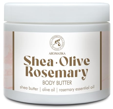Shea-Olive-Rosmarin Körperbutter 300 ml - Creme Körperbutter mit Sheabutter - Olivenöl & Mandelöl - Rosmarinöl - Feuchtigkeitscreme für den Körper - Hautpflege - Handpflege - Bodybutter