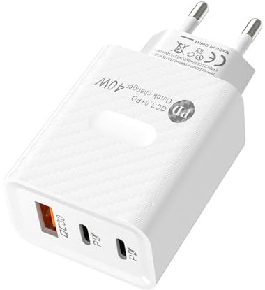 Bloc de Chargement USB, Chargeur USB multiport,Chargeur de téléphone Chargeur USB - Chargeur Mural à 3 Ports, Adaptateur de Type C à Charge Rapide 40W, Adaptateur de Prise de Voyage, Adaptateur Mural