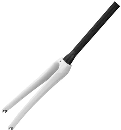 Fourches avant de vélo 700C Vélos de route Fourche rigide Tube conique 1-1/2 Fourche rigide sans filetage Fourche rigide entièrement en fibre de carbone Frein C 9 * 100 mm Libération rapide (blanc)