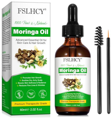 Moringa öl für Gesicht und Haare, 60ml Kaltgepresst Moringa Oil Pflege für Haut, Haar, Narben Anti-aging, Haarwachstum Nourishing