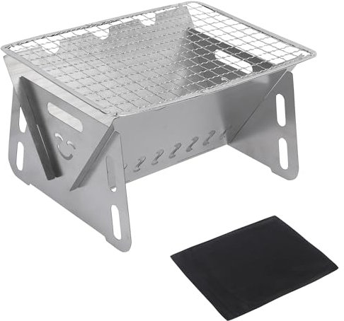 NiCola Camping Fire Pit, Collapsible Outdoor Fire Pit with Carrying Bag for Outdoor Barbecues, Picnics, Campfires, Patio, Garden with Top Grill