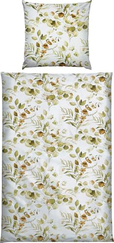 REDBEST Bettwäsche Single-Jersey grün Größe 1x 155x220 cm + 1x 80x80 cm