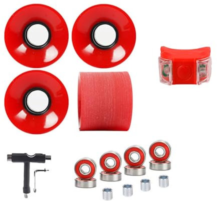 60 mm Skateboard Rollen und Kugellager Set Longboard Rollen Cruiser Skateboard Rollen weich glatt stoßdämpfend 83A (rot)