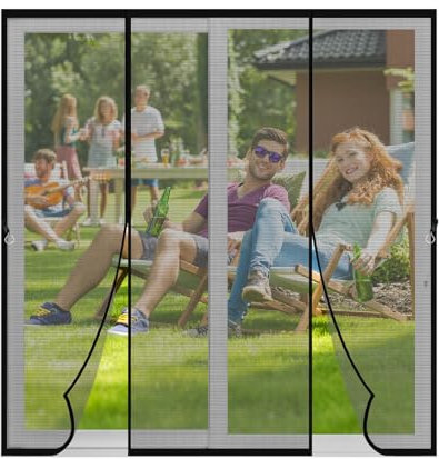 Liveinu Moustiquaire Porte Fenetre Magnétique, Rideau Anti Mouche, Moustiquaire Aimantée Double Ouverture Latérale, Rideaux Aimantée, Fermeture Automatique, Noir, 180x210cm