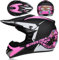 WMDMJT Motocross Helm Set Für Kinder Und Erwachsene Mit Brille Handschuhen Und Maske, Vollgesichtshelm Für Offroad Motorrad ATV MTB Jungen Mädchen Herren Damen,Pink-M