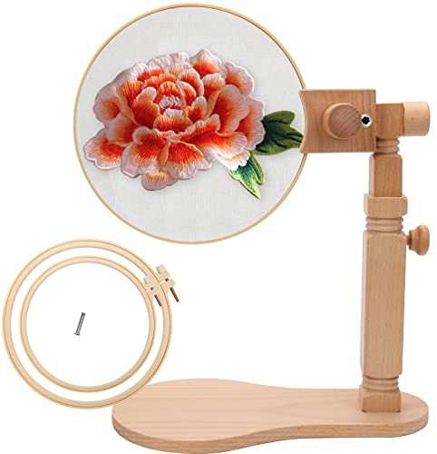 Windspeed Rotated Adjustable Embroidery Frame Stand Desk Clamp with 2Pcs Embroidery Hoop 7.9 in+6.5 in - for Arts Crafts Sewing Needlework Supplies