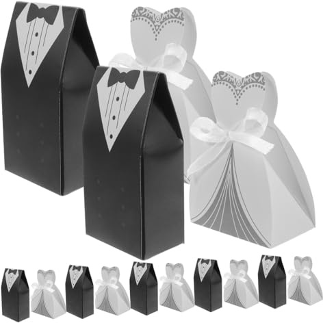 Zerodeko 200stücke Hochzeitsgeschenkboxen aus Papier Smoking und Kleid-form für Süßigkeiten und Gastgeschenke Elegante Hochzeitsdekoration Faltbar
