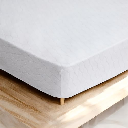Coprimaterasso Caleffi Buonanotte in Spugna Jersey Cotone e Poliestere – Tessuto Jacquard con Bordi Elasticizzati – Singolo, Piazza e Mezza, Matrimoniale (Piazza e Mezza)