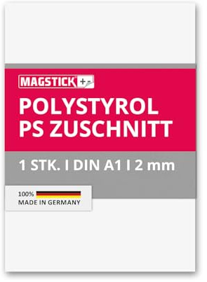 Magstick Polystyrol Platte weiß DIN A1 84,1x59,4 cm 2 mm - mag303 | Kunststoff-Hartplatten PS Zuschnitte für Modellbau Architektur DIY, stabil, flexibel einsetzbar