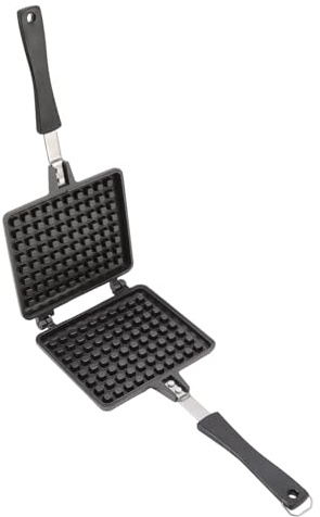 Waffeleisen Guss Aluminium, Einfach Zu Bedienen, Universal Quadratisch - Nicht Haftend, Gleichmäßige Wärmeverteilung, Ideal Für Frühstück Und Camping