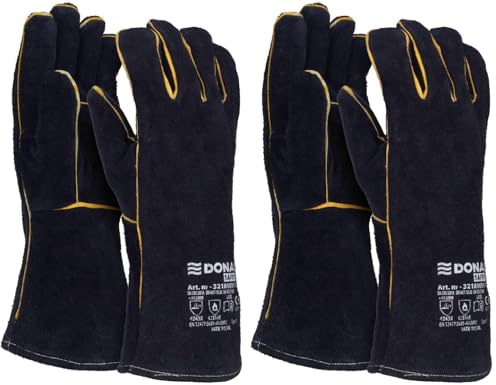 DONAU SAFETY Guanti da saldatore in pelle bovina per saldatura MIG/taglia 10 XL, 1 paio/prodotti di alta qualità/guanti da lavoro in pelle/pelle guanti protettivi/colore: nero (Confezione da 2)