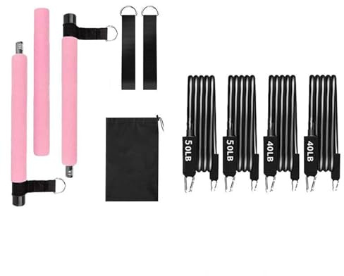 LIbgiubhy Pilates Stab Sets mit Widerstandsband, Trainingsgerät für Beine, Hüfte, Taille und Arm, Fitnessgerät, Spannstange