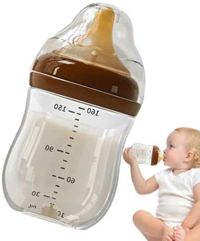 Anti Colic Bottle - 160ml Glass Feeding Bottle, Breast-Like Soft Silicone Nipple, Wide Neck Milk Container, Streamlined Design | Bottles for Formula Feeding 0-6 Months