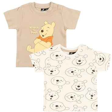 Disney Winnie Pooh Baby T-Shirt für Jungen und Mädchen - Shirt Babykleidung Kurzarm Beige (2er Pack)