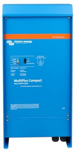 Victron Energy MultiPlus Reiner Sinus Wechselrichter 50 Amp Batterie Ladegerät, Spannungswandler, Transferschalter Inverter Kompakt, 2000VA 24-Volt 230V