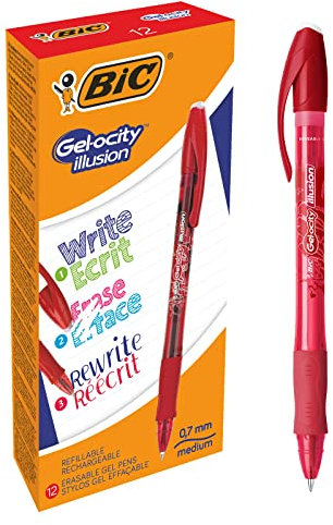 BIC 943442 0,7 mm Gel Ocity Illusion Gel Stift- Rot (12 Stück)