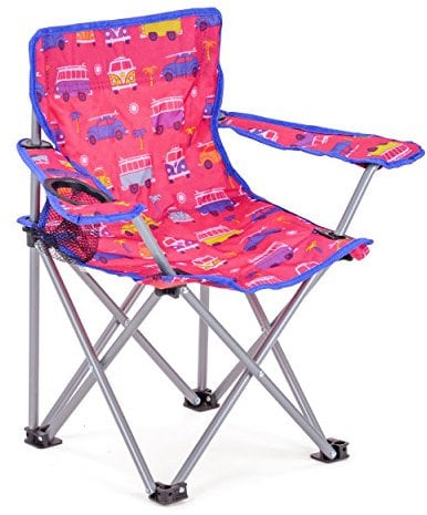 Board Masters - Volkswagen Kinder-Camping-Strand-Klapp-Faltstuhl inkl. Armlehne mit T1 Bus & Käfer Motiven 53 cm (Samba & Beetle/Pink)