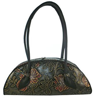 déqua Tasche schwarz-rot-gold Rosen