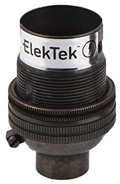 ElekTek Unswitched Lamp Holder B22 BC Bayonet Cap with Shade Ring 1/2 26TPI Threaded Bottom Entry - Made in UK - Bronze