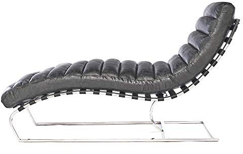 Phoenixarts Echtleder Vintage Leder Relaxliege Schwarz Design Recamiere Liege Sessel Chaiselongue 636