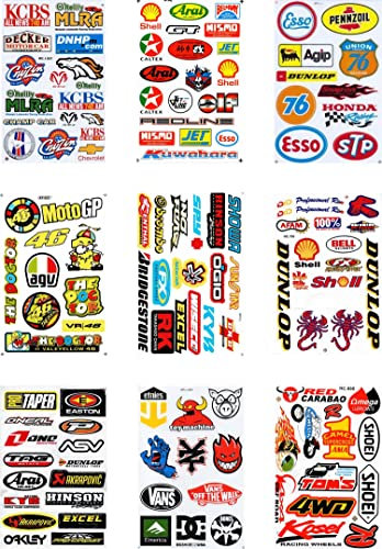 by soljo 9 Blatt Sponsor Racing Aufkleber Sticker Tuning Racing Bogen Größe: 27 x 18 cm für Auto Motorrad