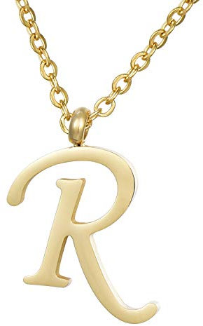 Morella Damen Halskette mit Buchstabe R Anhänger Edelstahl Gold in Schmuckbeutel
